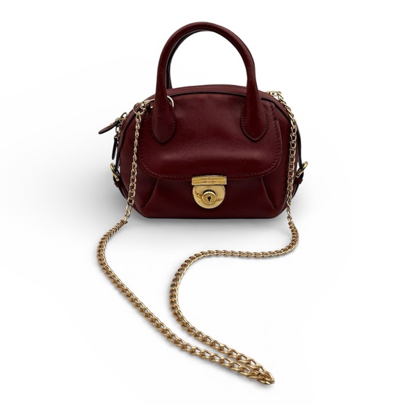 Salvatore Ferragamo Handbags - Salvatore Ferragamo Fiamma Leather Small Top Handle Bag